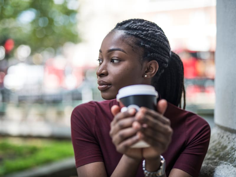 Woman drinking coffee