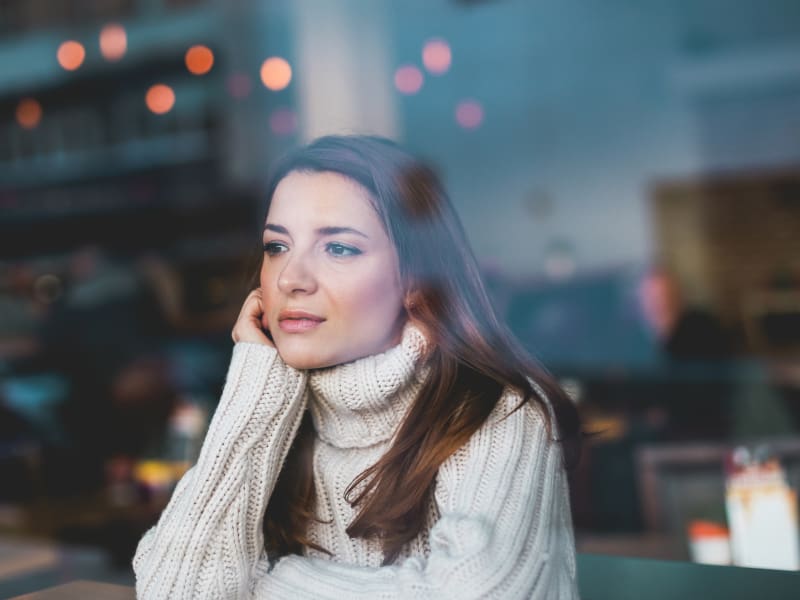 Seasonal Affective Disorder - Woman in a coffee Shop